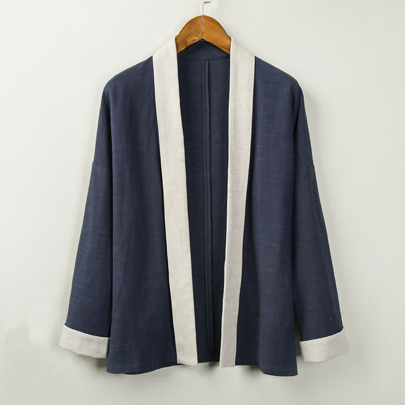 Giacca da uomo in cotone con maniche lunghe e apertura frontale, tinta unita invernale Buddha Stones - Blu notte - US/UK/AU44, EU54 (4XL) - image 11