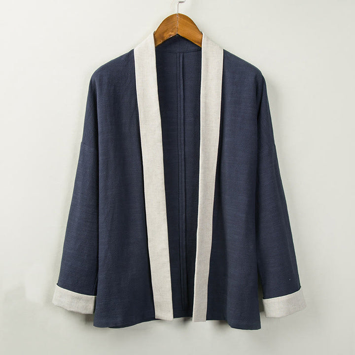 Giacca da uomo in cotone con maniche lunghe e apertura frontale, tinta unita invernale Buddha Stones - Blu notte - US/UK/AU44, EU54 (4XL) - image 11