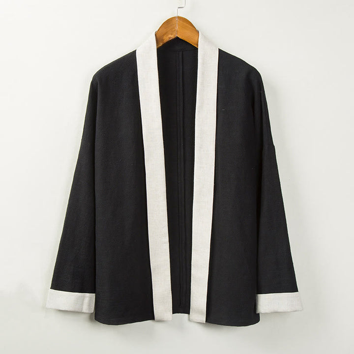 Giacca da uomo in cotone con maniche lunghe e apertura frontale, tinta unita invernale Buddha Stones - Nero - US/UK/AU44, EU54 (4XL) - image 1