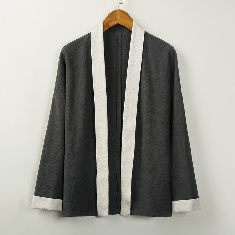 Giacca da uomo in cotone con maniche lunghe e apertura frontale, tinta unita invernale Buddha Stones - Grigio scuro - US/UK/AU44, EU54 (4XL) - image 4