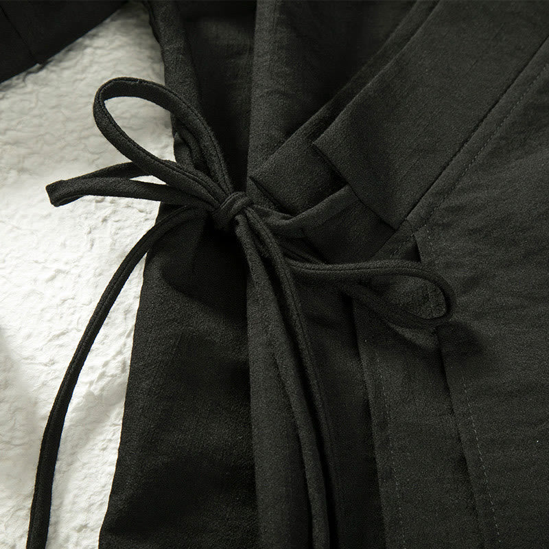 Giacca da uomo in cotone e lino con maniche lunghe, kimono aperto sul davanti, motivo Buddha Stones , allacciatura - image 4