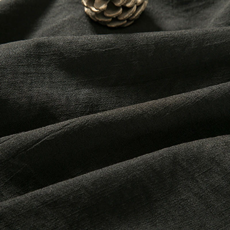 Giacca da uomo in cotone e lino con maniche lunghe, kimono aperto sul davanti, motivo Buddha Stones , allacciatura - image 5