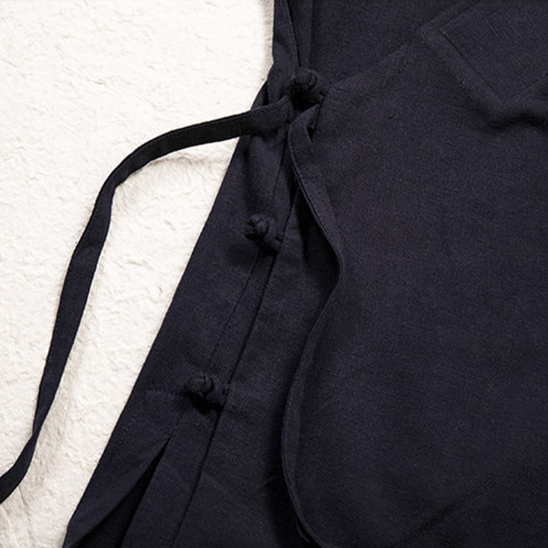 Giacca da uomo Buddha Stones in cotone e lino con maniche lunghe e design semplice, aperta sul davanti - image 5