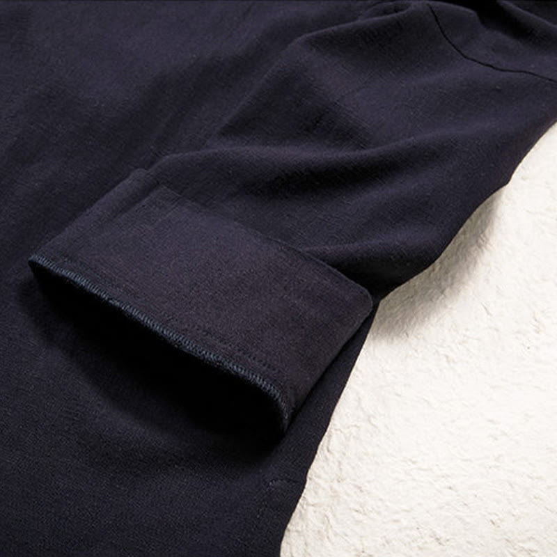 Giacca da uomo Buddha Stones in cotone e lino con maniche lunghe e design semplice, aperta sul davanti - image 6