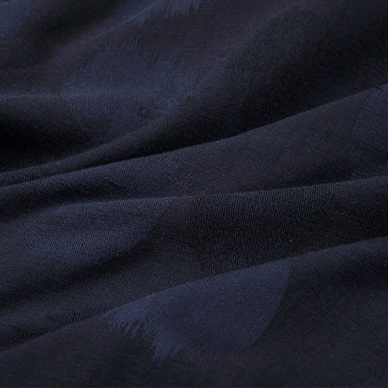 Giacca-camicia da uomo in cotone e lino con maniche lunghe e fodera in pile, con bottoni in jacquard Buddha Stones - image 4