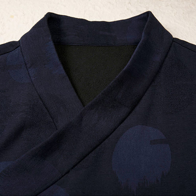 Giacca-camicia da uomo in cotone e lino con maniche lunghe e fodera in pile, con bottoni in jacquard Buddha Stones - image 2