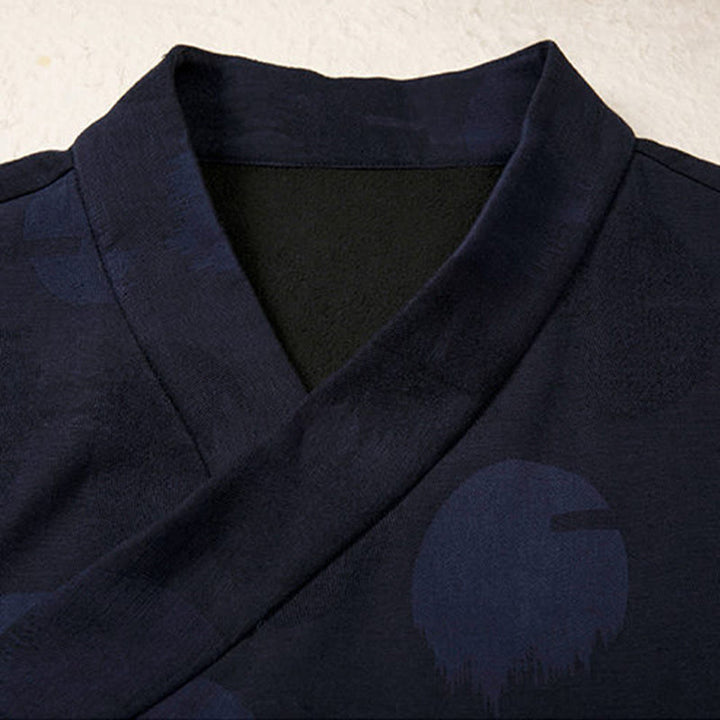Giacca-camicia da uomo in cotone e lino con maniche lunghe e fodera in pile, con bottoni in jacquard Buddha Stones - image 2