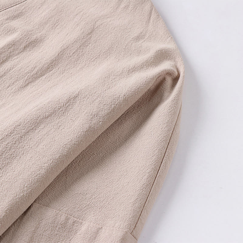 Giacca kimono da uomo in cotone e lino con tasche e maniche lunghe, motivo Buddha Stones, bottoni e apertura frontale - image 6