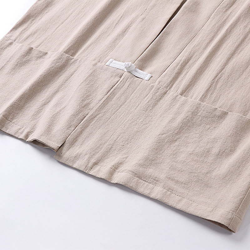 Giacca kimono da uomo in cotone e lino con tasche e maniche lunghe, motivo Buddha Stones, bottoni e apertura frontale - image 11