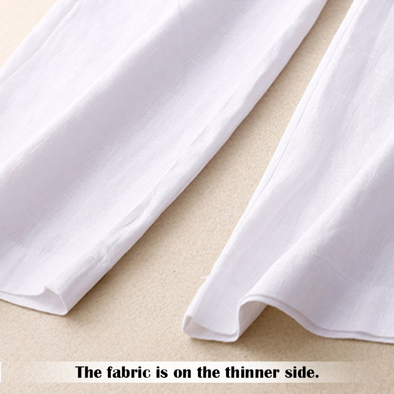 Pantaloni da donna in lino con gamba larga, Buddha Stones, casual, estivi, dal design semplice, con tasche con cerniera - image 9