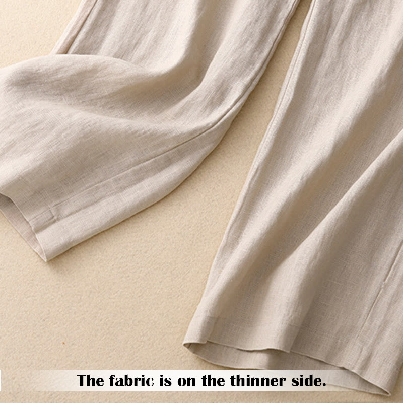 Pantaloni da donna in lino con gamba larga, Buddha Stones, casual, estivi, dal design semplice, con tasche con cerniera - image 49