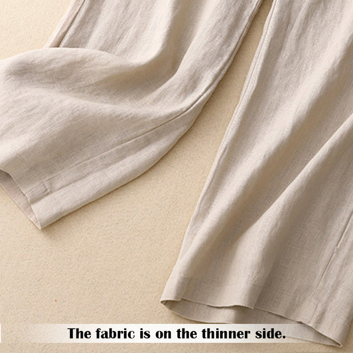 Pantaloni da donna in lino con gamba larga, Buddha Stones, casual, estivi, dal design semplice, con tasche con cerniera - image 49