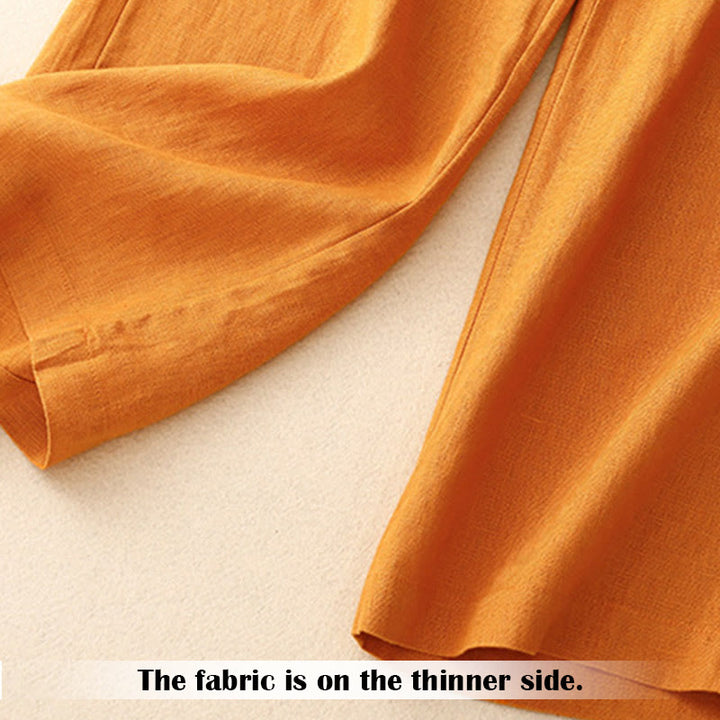 Pantaloni da donna in lino con gamba larga, Buddha Stones, casual, estivi, dal design semplice, con tasche con cerniera - image 25