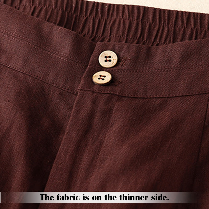 Pantaloni da donna in lino con gamba larga, Buddha Stones, casual, estivi, dal design semplice, con tasche con cerniera - image 28