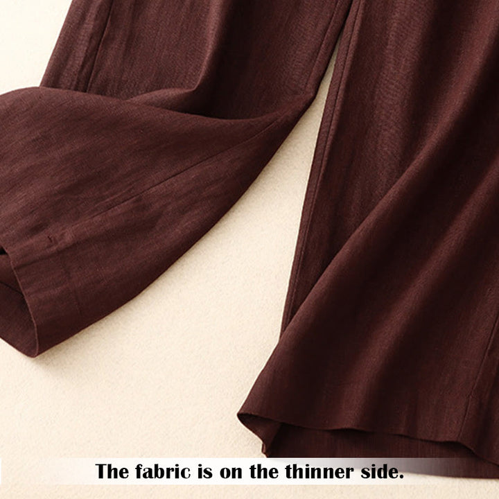 Pantaloni da donna in lino a gamba larga con tasche e design semplice a cerniera, ispirati al modello Buddha Stones, per l'estate. - image 30