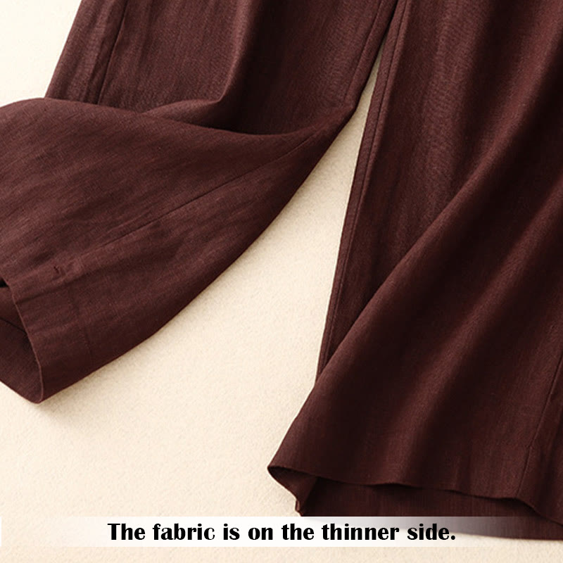 Pantaloni da donna in lino con gamba larga, Buddha Stones, casual, estivi, dal design semplice, con tasche con cerniera - image 31