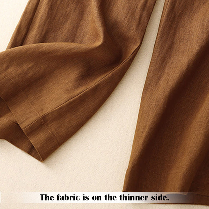 Pantaloni da donna in lino con gamba larga, Buddha Stones, casual, estivi, dal design semplice, con tasche con cerniera - image 35