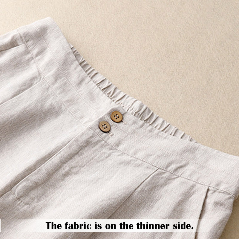 Pantaloni da donna in lino a gamba larga con tasche e design semplice a cerniera, ispirati al modello Buddha Stones, per l'estate. - image 12