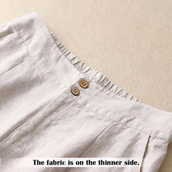 Pantaloni da donna in lino a gamba larga con tasche e design semplice a cerniera, ispirati al modello Buddha Stones, per l'estate. - image 12