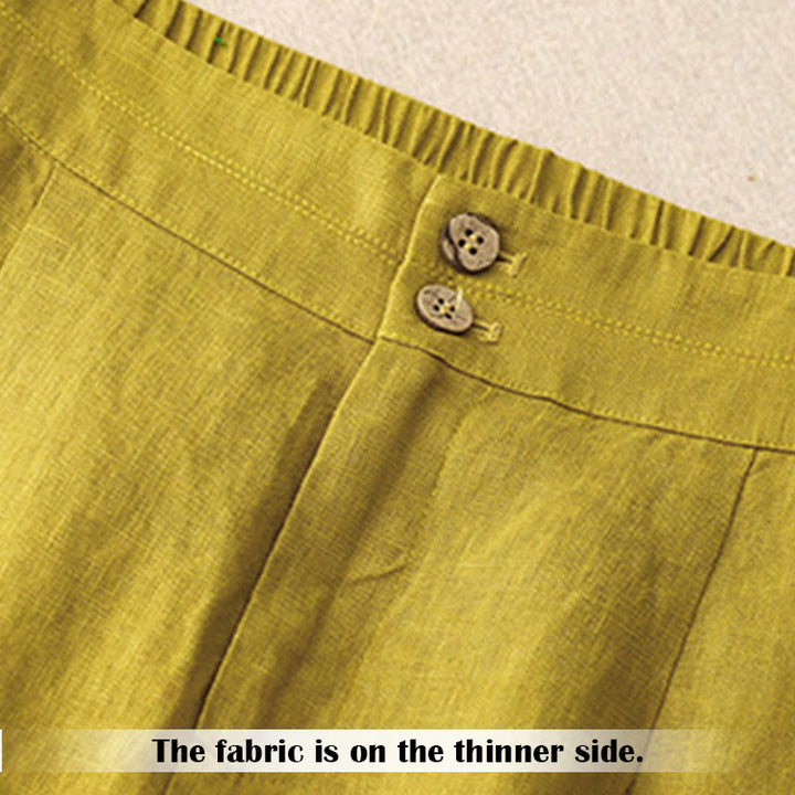 Pantaloni da donna in lino con gamba larga, Buddha Stones, casual, estivi, dal design semplice, con tasche con cerniera - image 52