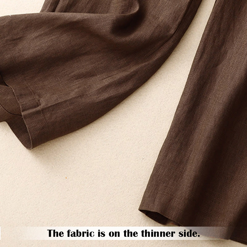 Pantaloni da donna in lino con gamba larga, Buddha Stones, casual, estivi, dal design semplice, con tasche con cerniera - image 65