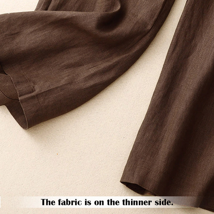 Pantaloni da donna in lino con gamba larga, Buddha Stones, casual, estivi, dal design semplice, con tasche con cerniera - image 65