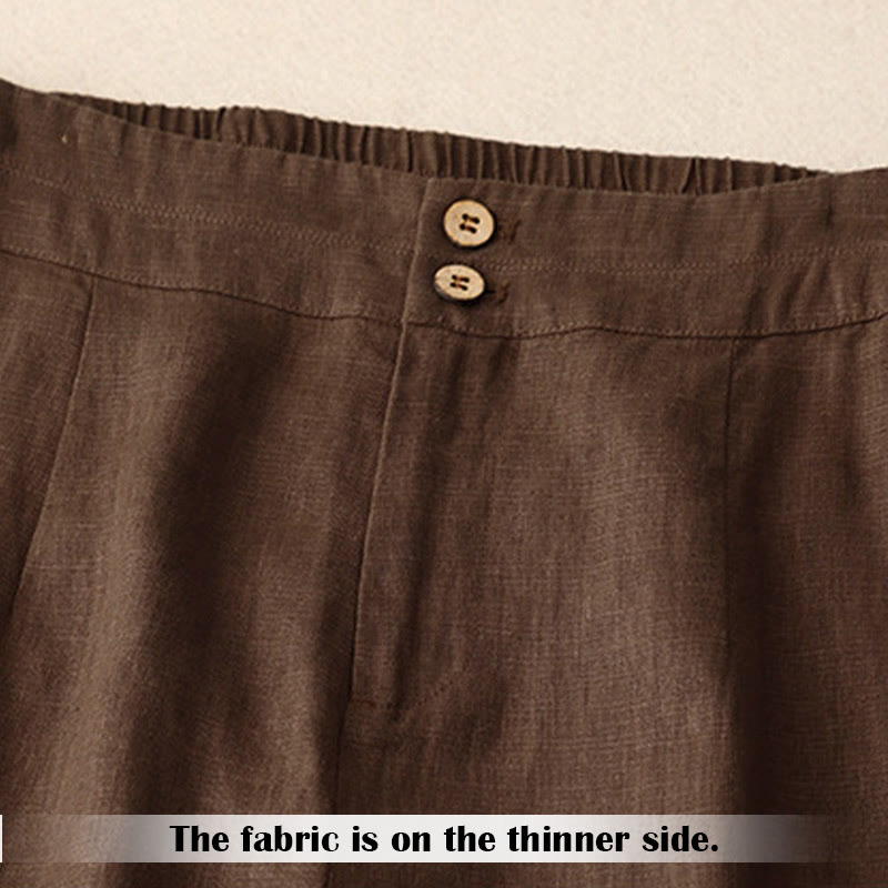 Pantaloni da donna in lino a gamba larga con tasche e design semplice a cerniera, ispirati al modello Buddha Stones, per l'estate. - image 62