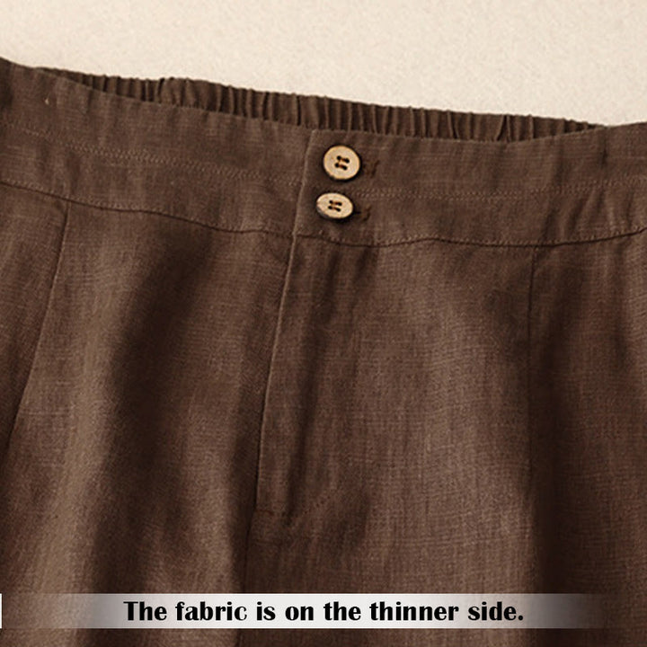 Pantaloni da donna in lino a gamba larga con tasche e design semplice a cerniera, ispirati al modello Buddha Stones, per l'estate. - image 62