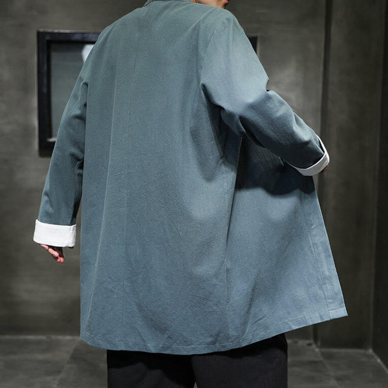 Giacca kimono zen da uomo in cotone e lino con maniche lunghe e apertura frontale, motivo Buddha Stones - image 19