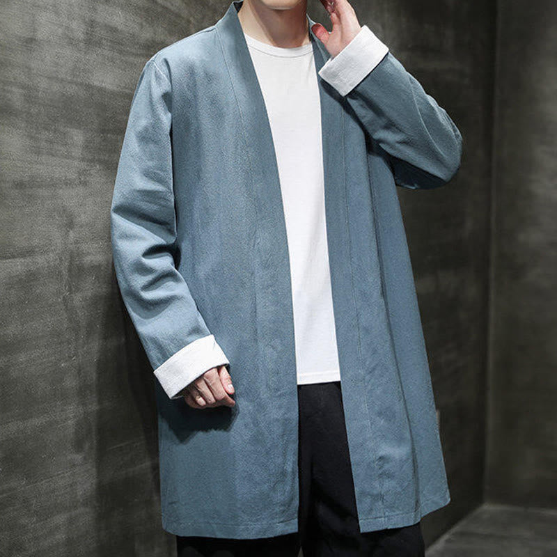 Giacca kimono zen da uomo in cotone e lino con maniche lunghe e apertura frontale, motivo Buddha Stones - image 20