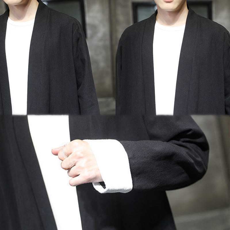 Giacca kimono zen da uomo in cotone e lino con maniche lunghe e apertura frontale, motivo Buddha Stones - image 14