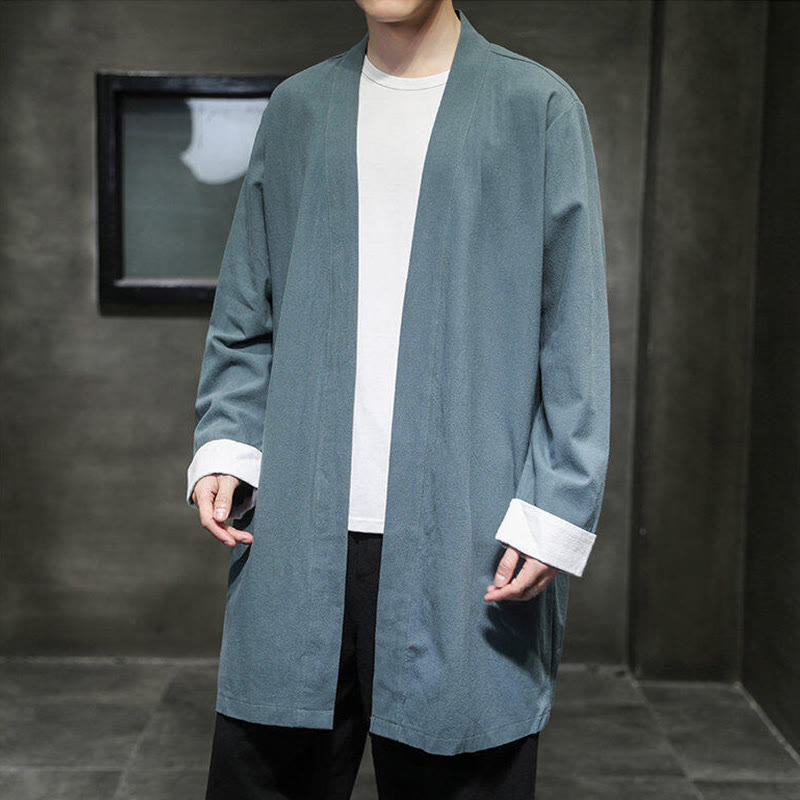 Giacca kimono zen da uomo in cotone e lino con maniche lunghe e apertura frontale, motivo Buddha Stones - image 17