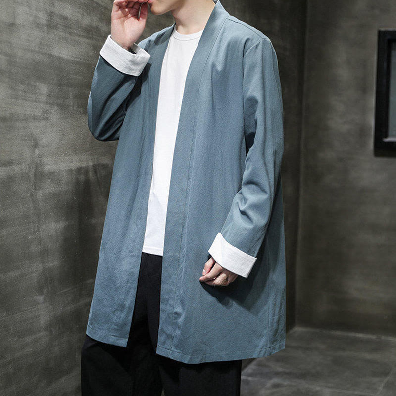 Giacca kimono zen da uomo in cotone e lino con maniche lunghe e apertura frontale, motivo Buddha Stones - image 18