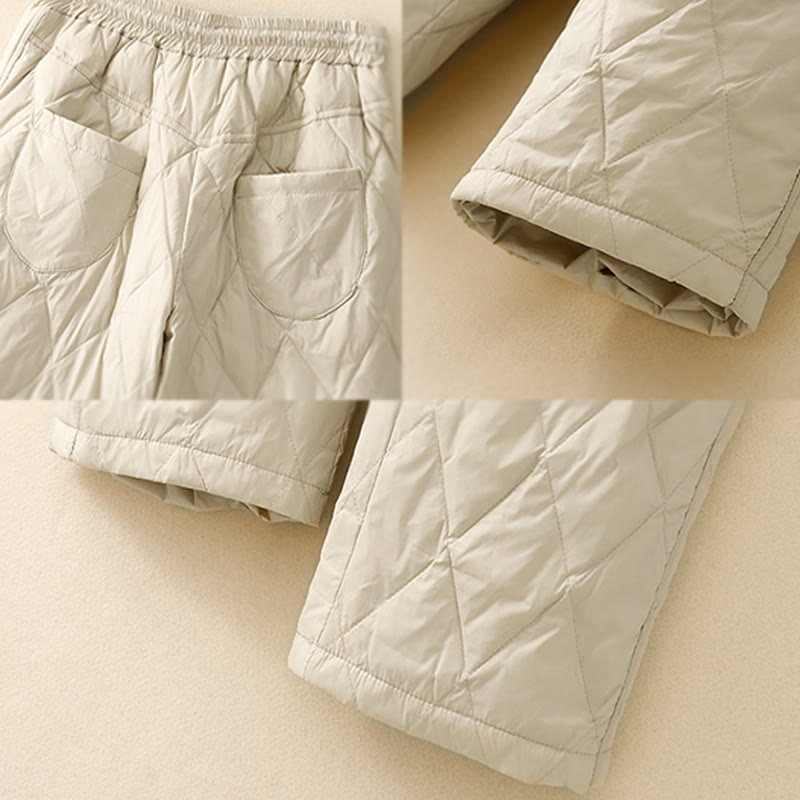 Pantaloni larghi in cotone da donna con tasche e coulisse a vita alta, stile casual, motivo Buddha Stones - image 14
