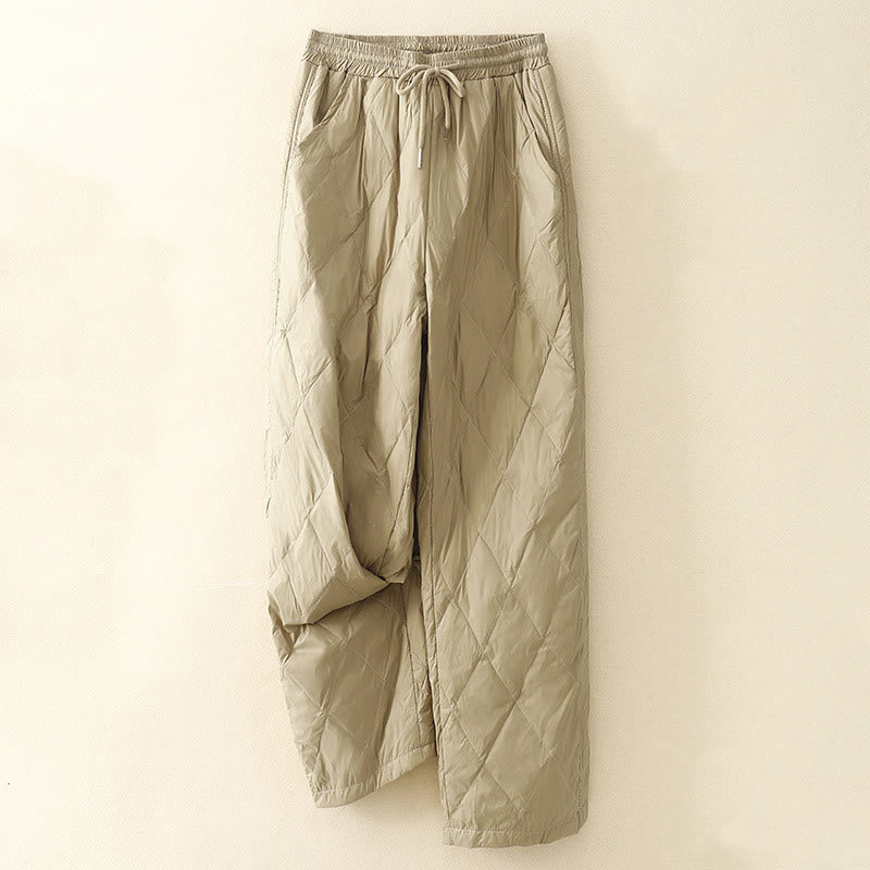 Pantaloni larghi in cotone da donna con tasche e coulisse a vita alta, stile casual, motivo Buddha Stones - PaleGoldenrod - US8-10, UK/AU12-14, EU40-42 (2XL) - image 0