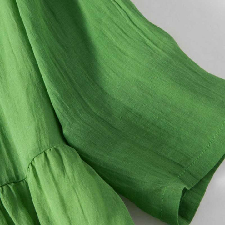 Abito midi estivo in cotone con scollo a V e maniche corte, motivo Buddha Stones - image 4