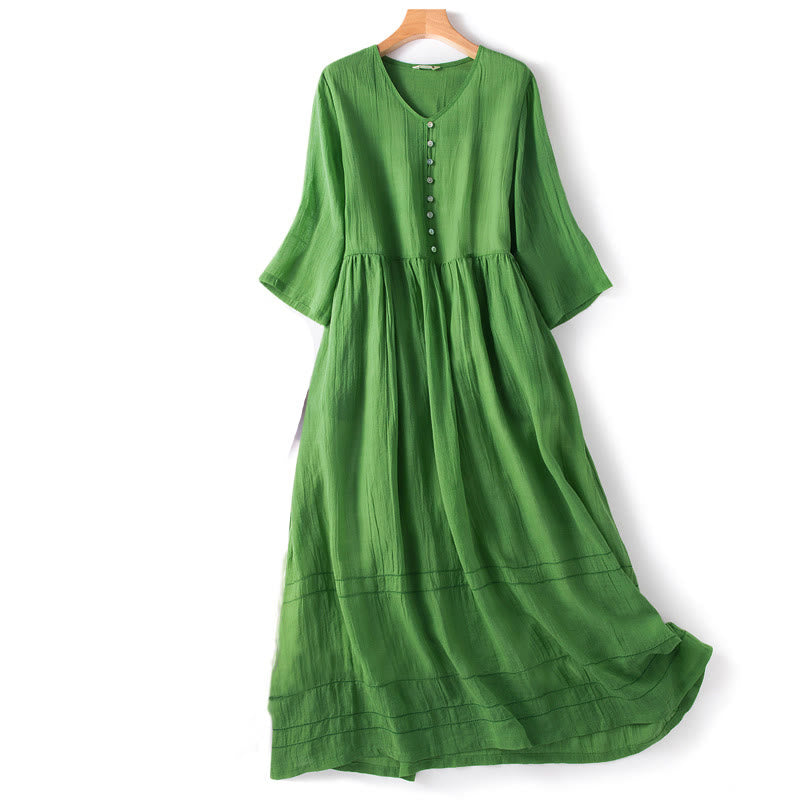 Abito midi estivo in cotone con scollo a V e maniche corte, motivo Buddha Stones - Verde - US14, UK/AU18, EU46 (2XL) - image 1