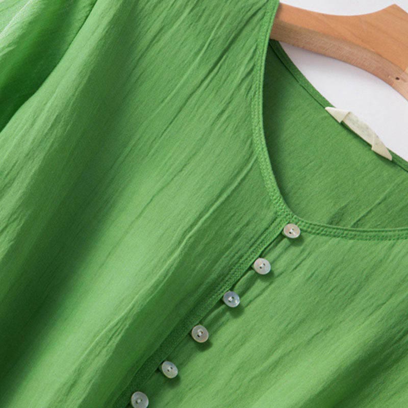 Abito midi estivo in cotone con scollo a V e maniche corte, motivo Buddha Stones - image 5