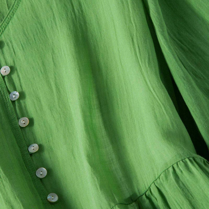 Abito midi estivo in cotone con scollo a V e maniche corte, motivo Buddha Stones - image 7