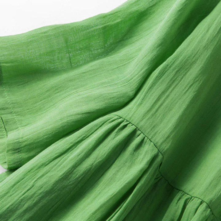 Abito midi estivo in cotone con scollo a V e maniche corte, motivo Buddha Stones - image 15