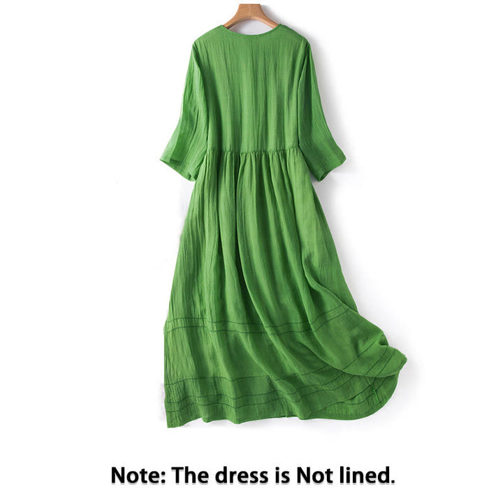 Abito midi estivo in cotone con scollo a V e maniche corte, motivo Buddha Stones - image 1