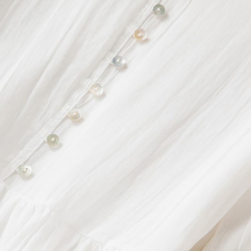 Abito midi estivo in cotone con scollo a V e maniche corte, motivo Buddha Stones - image 22