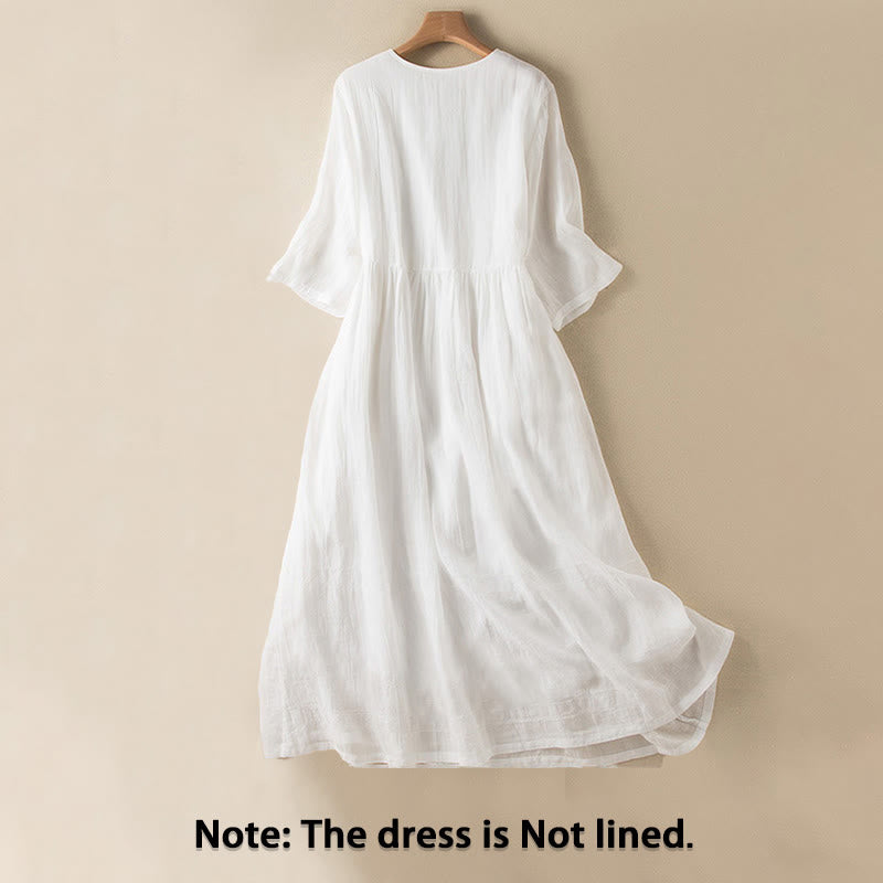 Abito midi estivo in cotone con scollo a V e maniche corte, motivo Buddha Stones - image 17