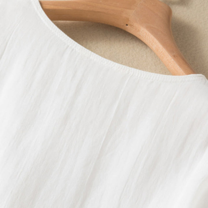 Abito midi estivo in cotone con scollo a V e maniche corte, motivo Buddha Stones - image 35