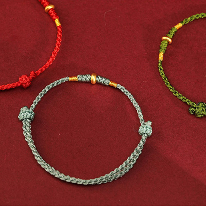 Buddha Stones 999 Oro Piccole Perline della Fortuna Corda Protezione Fortuna Braccialetto Intrecciato Cavigliera - image 14