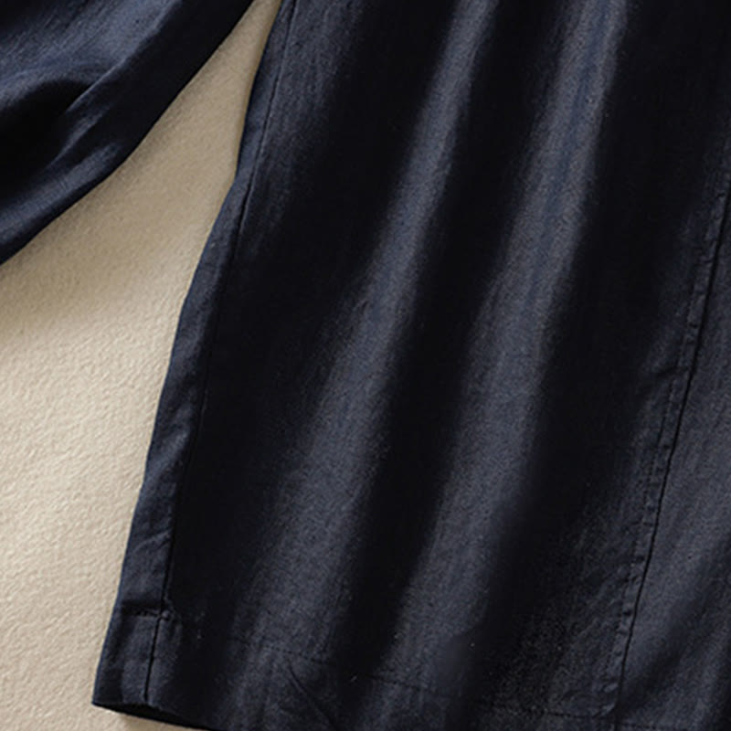 Pantaloni larghi da donna in cotone e lino con coulisse, modello Buddha Stones Commute, modello semplice, con tasche - image 19