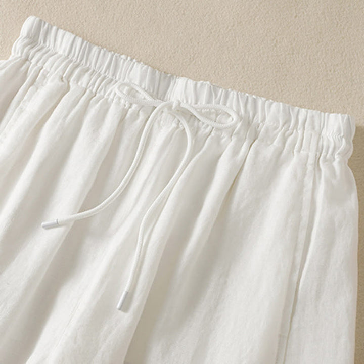 Pantaloni larghi da donna in cotone e lino con coulisse, modello Buddha Stones Commute, modello semplice, con tasche - image 30