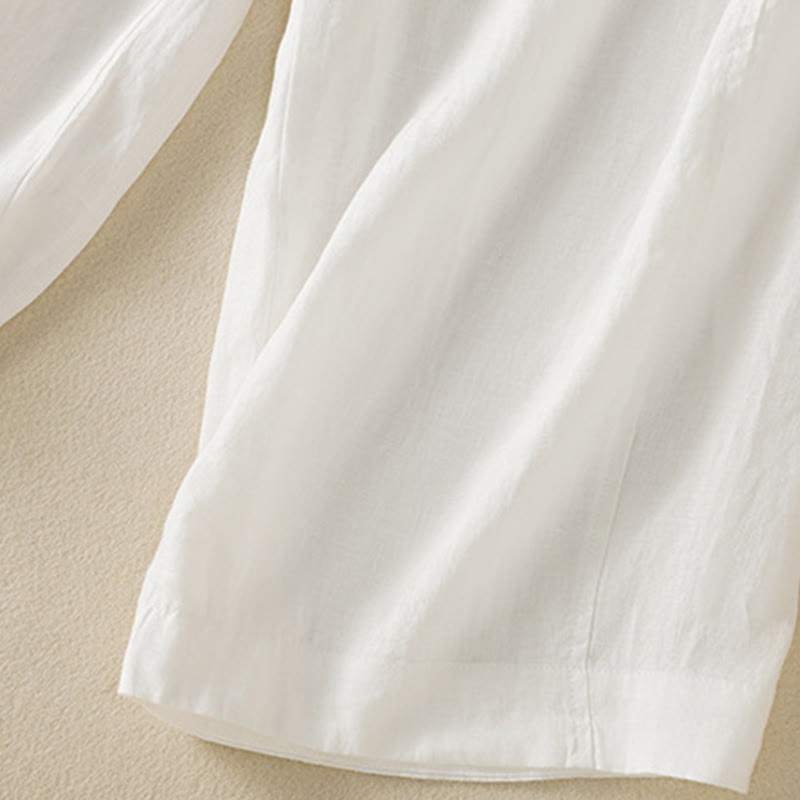 Pantaloni larghi da donna in cotone e lino con coulisse, modello Buddha Stones Commute, modello semplice, con tasche - image 33