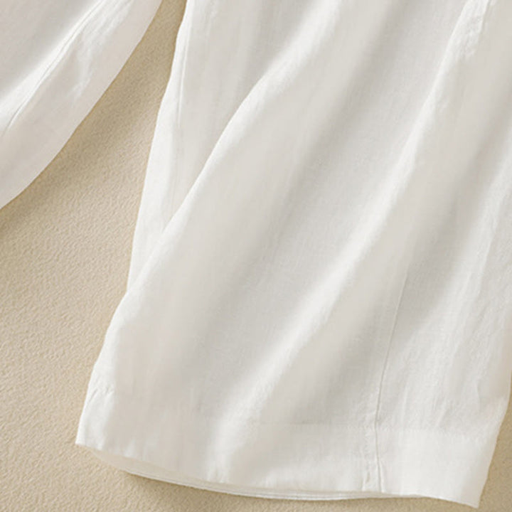 Pantaloni larghi da donna in cotone e lino con coulisse, modello Buddha Stones Commute, modello semplice, con tasche - image 33