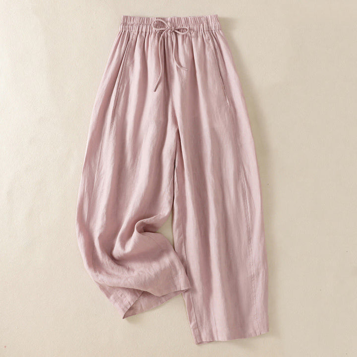 Pantaloni larghi da donna in cotone e lino con coulisse, modello Buddha Stones Commute, modello semplice, con tasche - Rosa chiaro - US8-10, UK/AU12-14, EU40-42 (2XL) - image 19